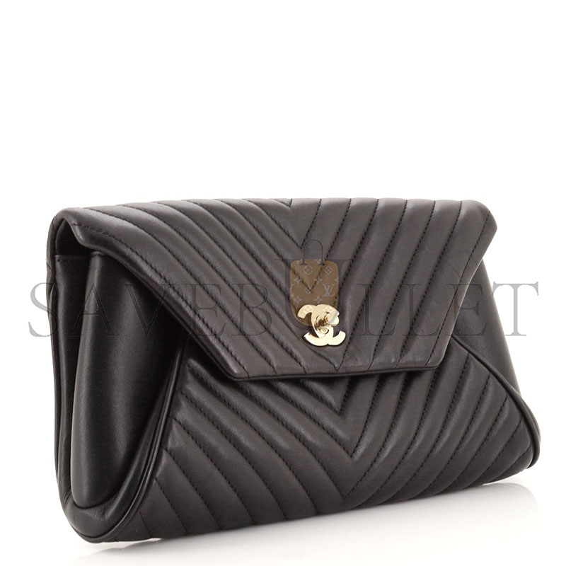 CHANEL FOLD UP AGAIN CLUTCH CHEVRON SHEEPSKIN (31*19*6cm) 